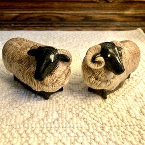 Quail Ceramics Black Faced Sheep SALT and PEPPER SHAKERS